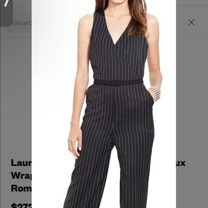Ralph Lauren Wrap Pinstripe Belted Jumpsuit